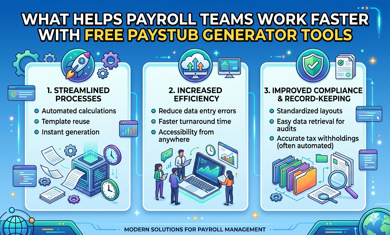 What Helps Payroll Teams Work Faster with Free Paystub Generator Tools What Helps Payroll Teams Work Faster with Free Paystub Generator Tools