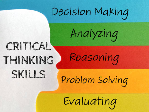 The Relationship Between Critical Thinking and Dissertation Writing Critical thinking skills - reasoning, problem solving, evaluating, decision making, analyzing on colorful background. Stock photo.