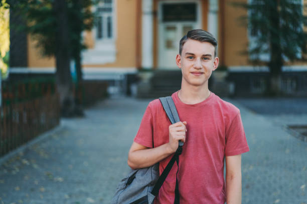 Portrait of confident student back to school write