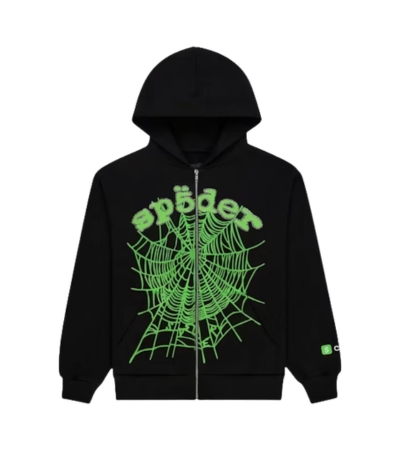 Sp5der Cash OG Web V2 Rhinestone Zip Black Hoodie Sp5der Cash OG Web V2 Rhinestone Zip Black Hoodie